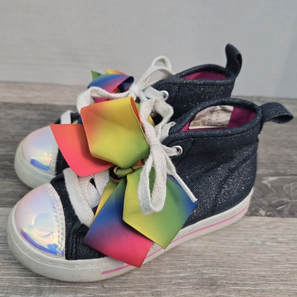 JoJo Siwa Other - JOJO SIWA Hi-Top Shoes Girls Youth 10 Blue Sneakers Rainbow Bow